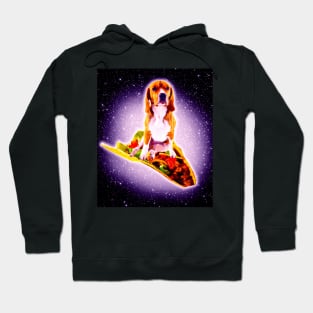 Outer Space Galaxy Dog Riding Taco Hoodie